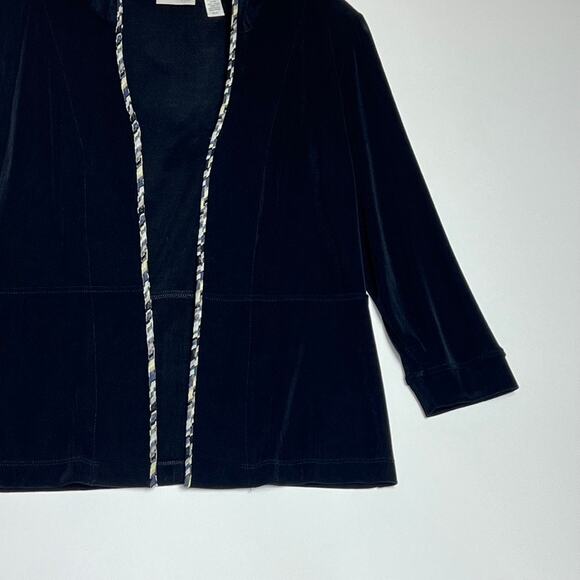 Chicos Travelers Long Sleeve Open Front Hoodie Cardigan Black Womens 1 Medium - Picture 7 of 12